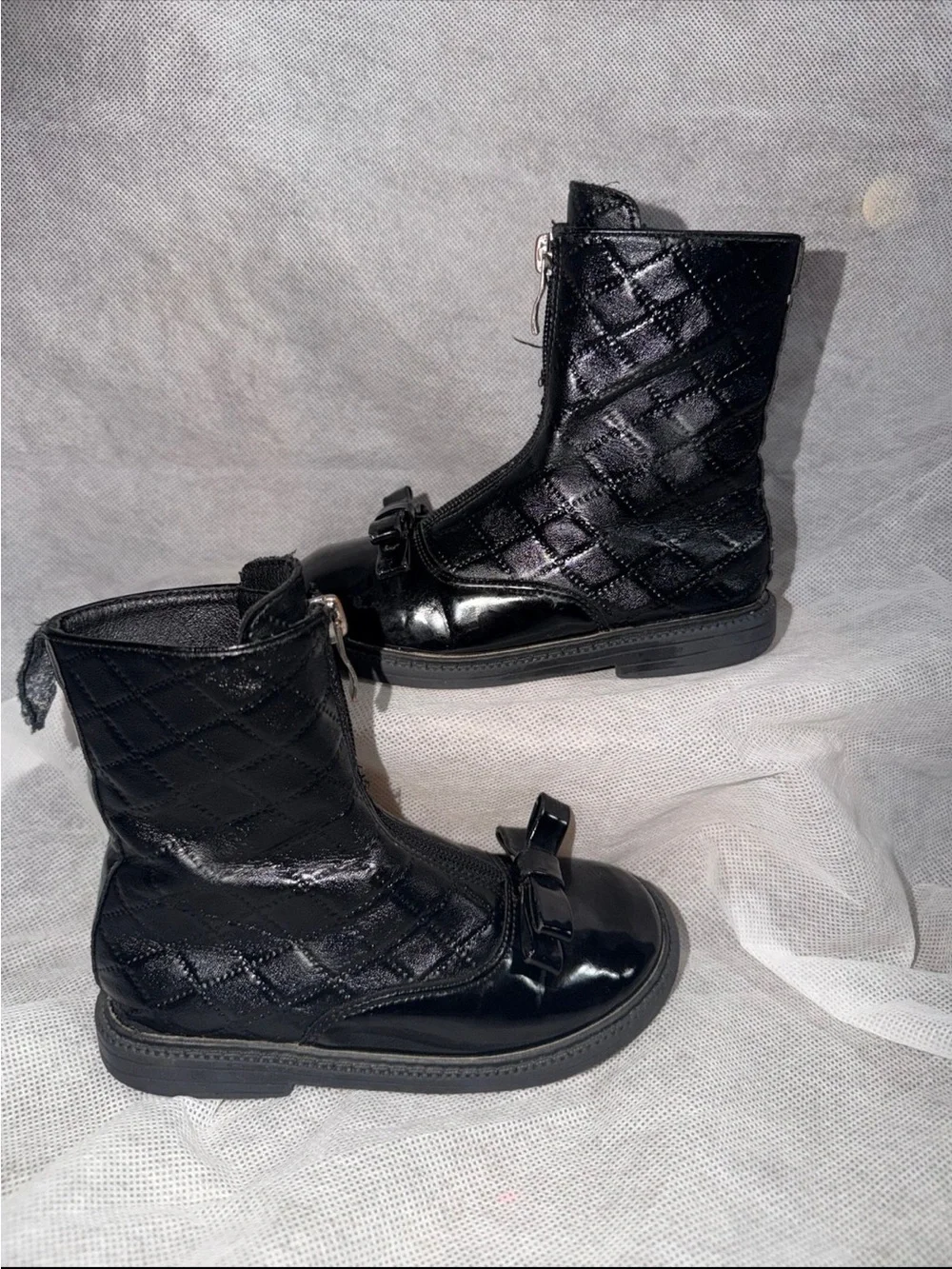 Black Quilted Bow Ankle Boots little girls size 10